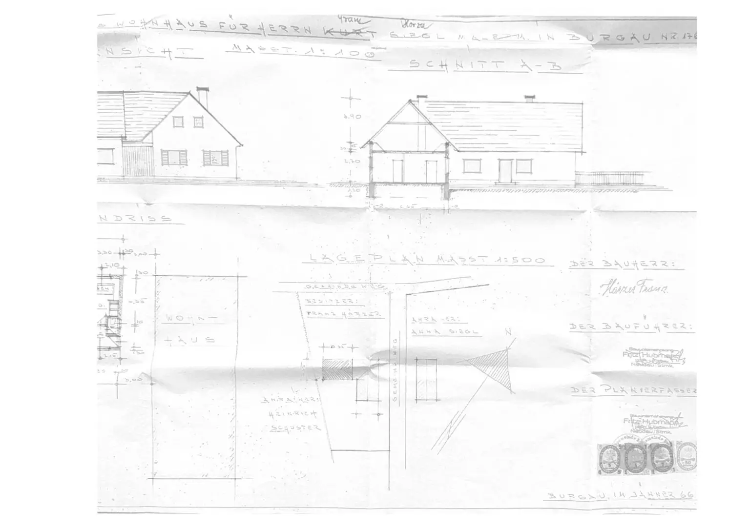 Lageplan und Schnitt A-B
