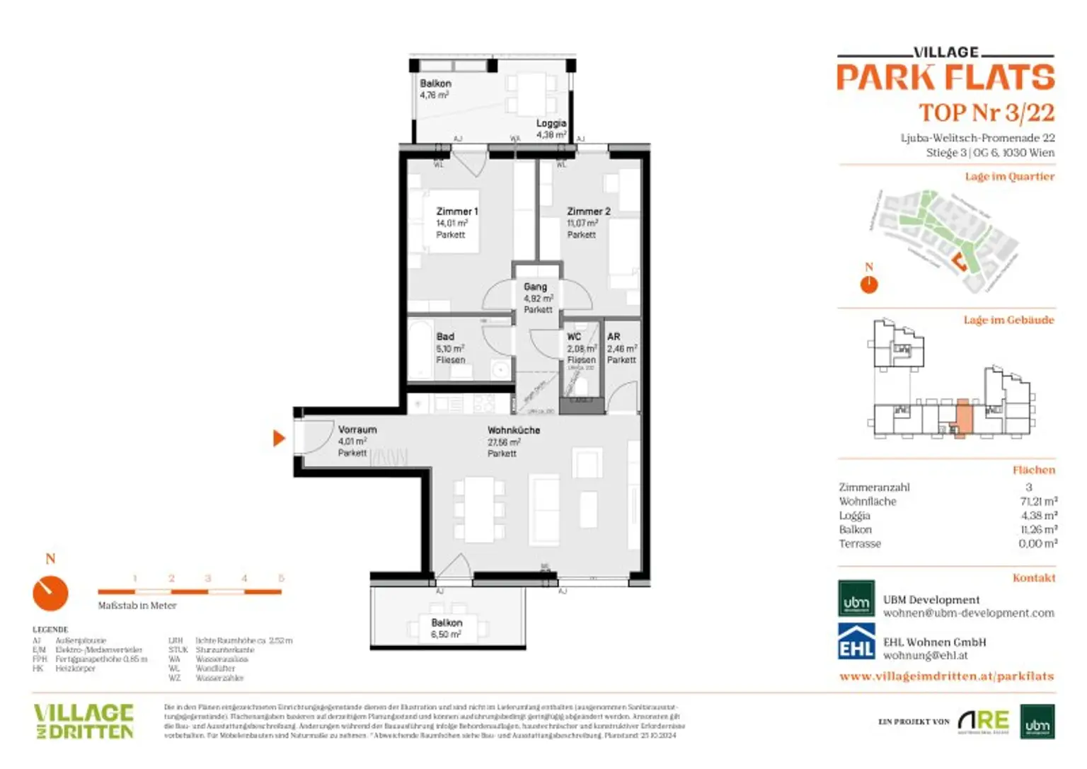 Preiswertes Wohnen im „Village im Dritten – PARK FLATS“ - Provisionsfreie 3-Zimmer Wohnung mit  Balkon (Erstbezug!)