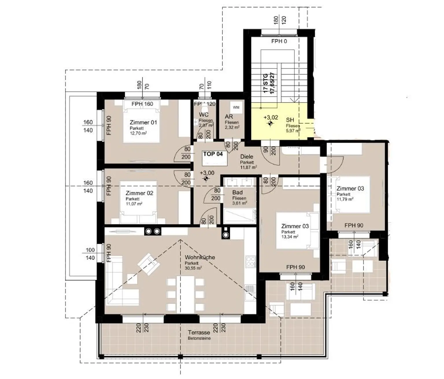 Grundriss Top4 99,3m²