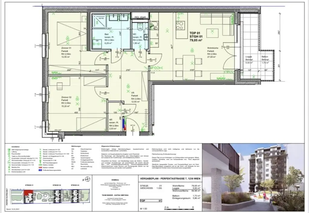 3 Zimmer Mietwohnung mit Loggia und Garage auf Wunsch