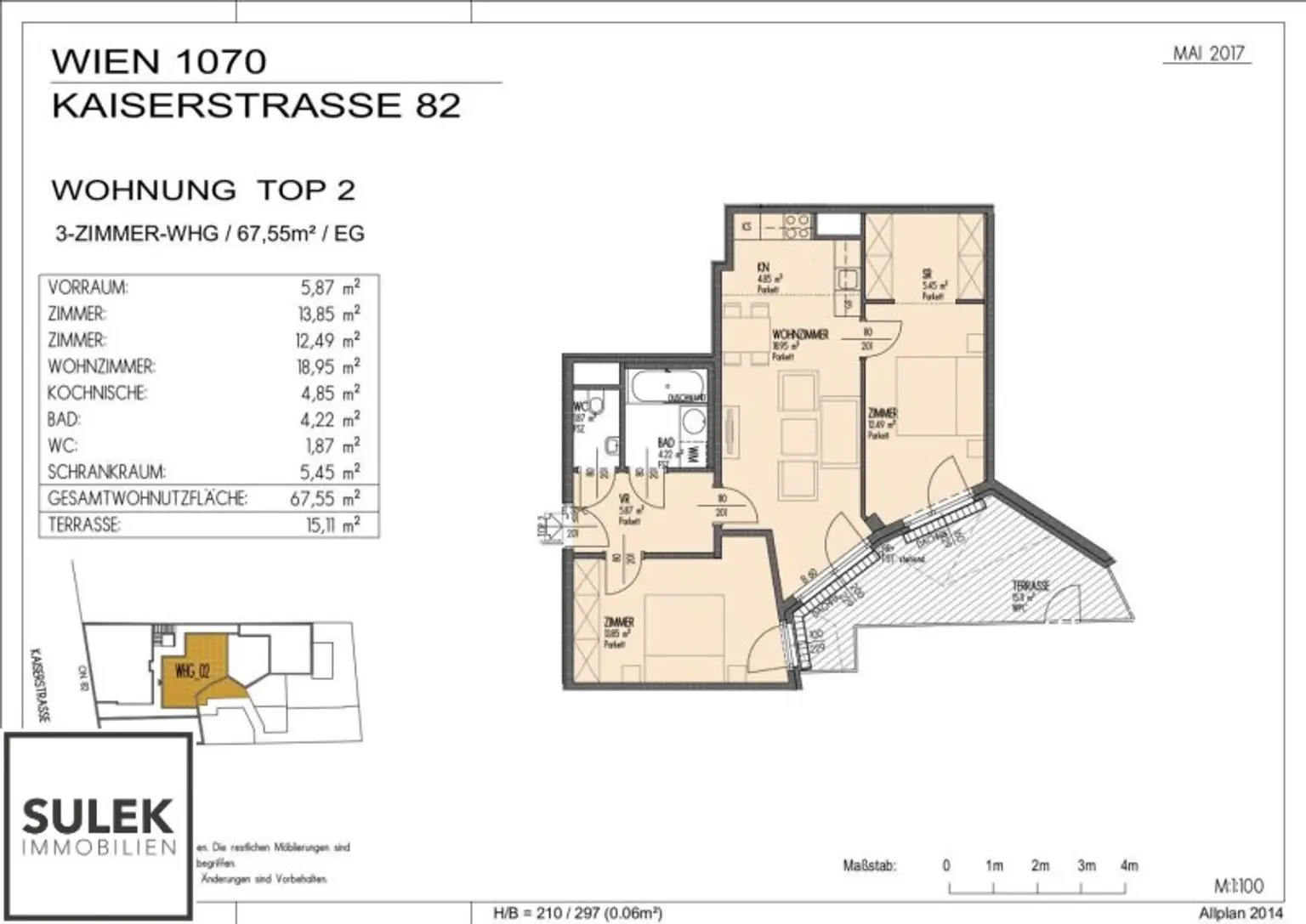 Ab Mitte Dezember  verfügbar ~ moderne 3 Zimmer Neubauwohnung mit Innenhof-Terrasse in beliebter Lage ~ Kaiserstraße U6 nähe!