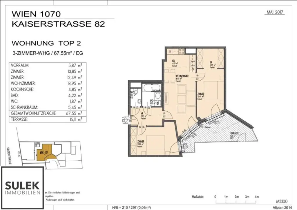 Ab Mitte Dezember  verfügbar ~ moderne 3 Zimmer Neubauwohnung mit Innenhof-Terrasse in beliebter Lage ~ Kaiserstraße U6 nähe!
