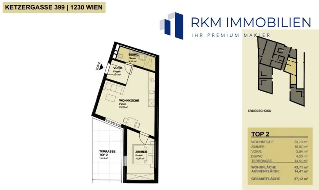 Traumhafte 2-Zimmer-Wohnung mit Terrasse in 1230 Wien – Ihr Erstbezug!