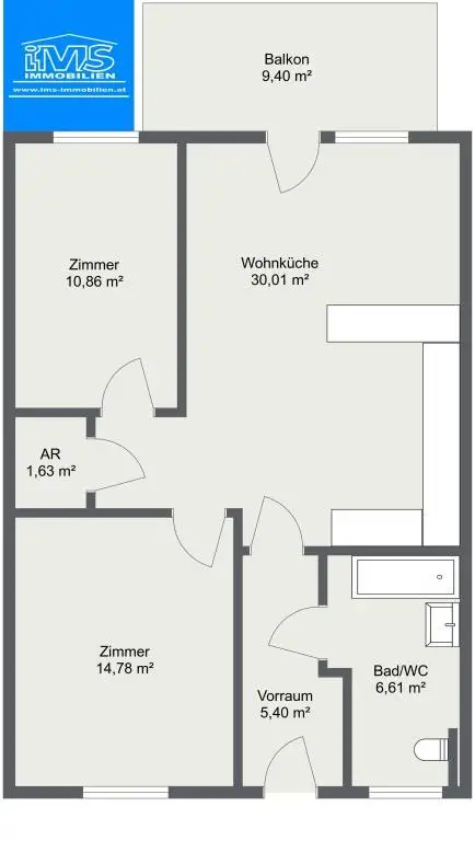 2-3 Zimmer Mietwohnung mit Balkon in Hall  IMS IMMOBILIEN KG