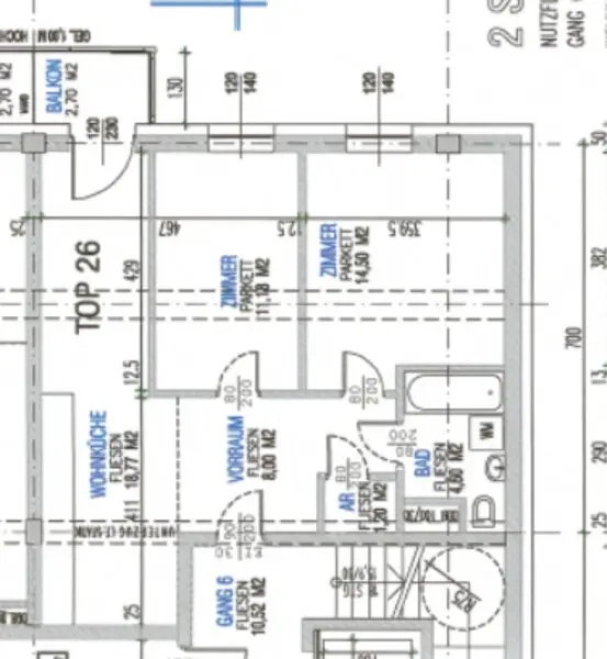 Wunderschöne 3 Zimmer Wohnung mit Balkon - Baujahr 2021 TOP 26 in den Innenhof gerichtet - PREIS Inkl. Heizung