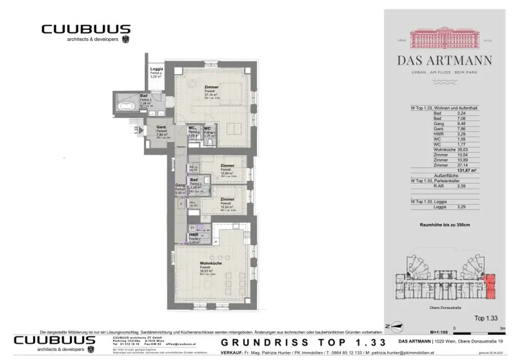 Exklusive 130m² Wohnung im historischen Projekt Das Artmann