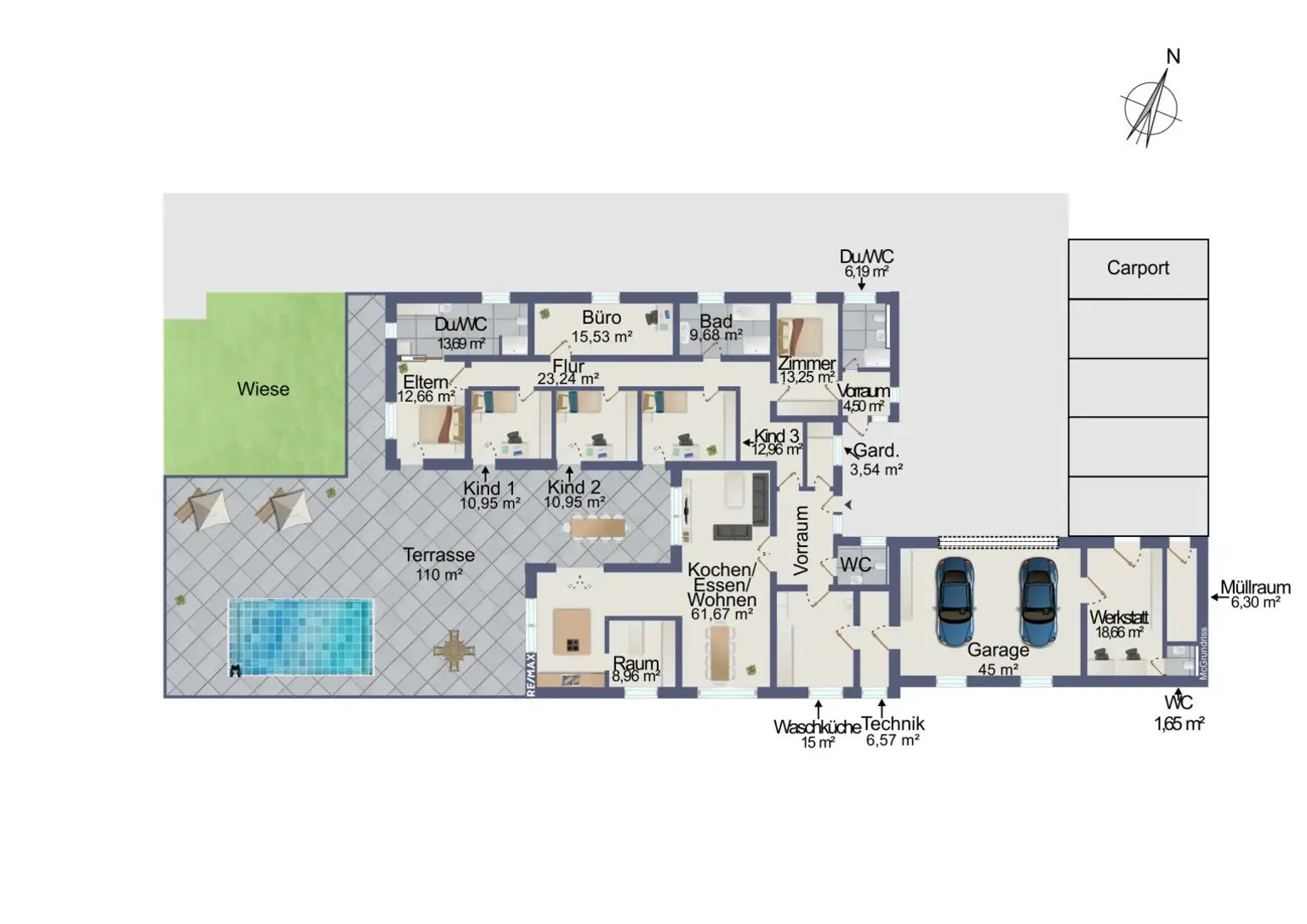 Alles auf einer Ebene – stilvoller Bungalow für höchste Wohnansprüche