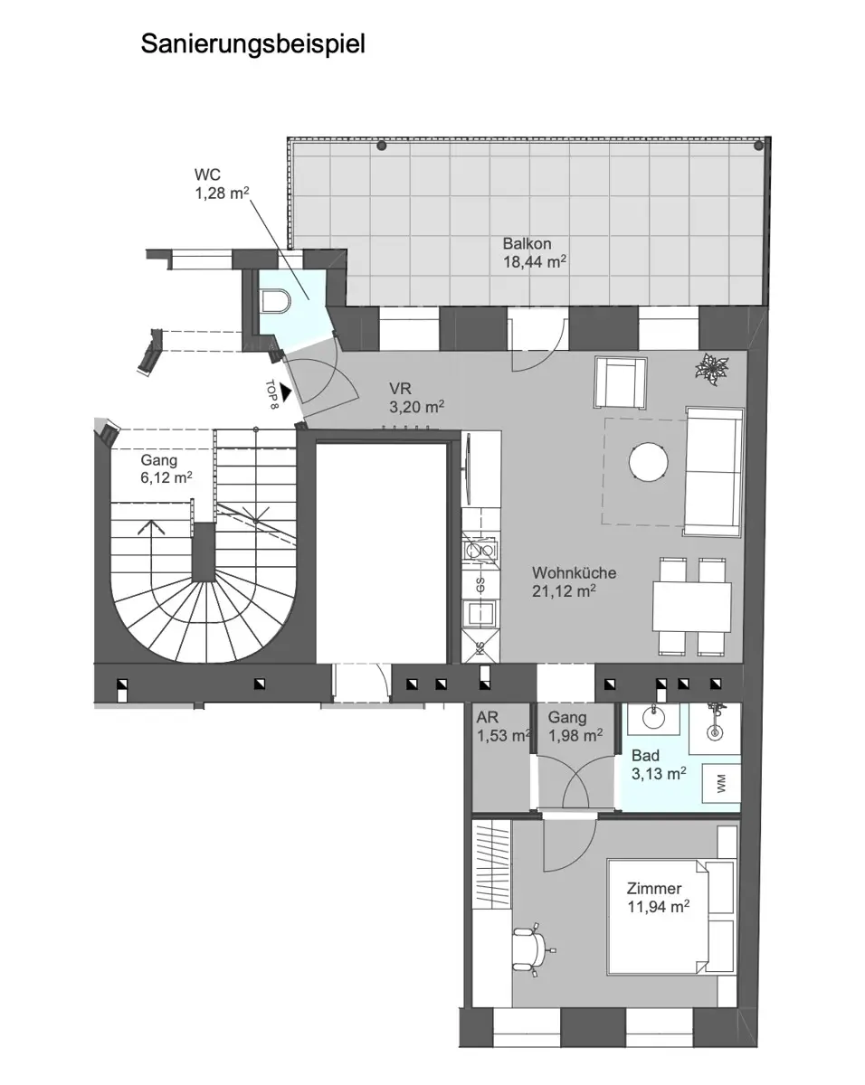 Sanierungsbedürftige Altbauwohnung inklusive Balkon