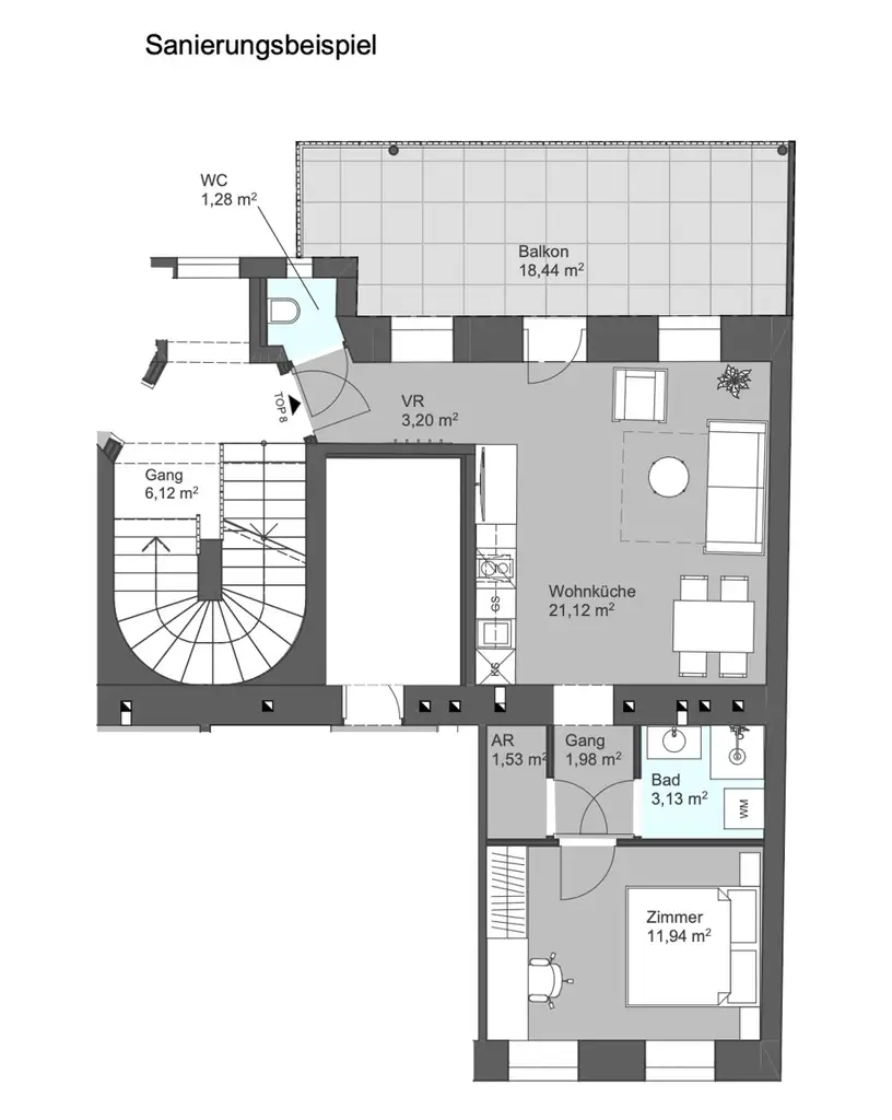 Sanierungsbedürftige Altbauwohnung inklusive Balkon