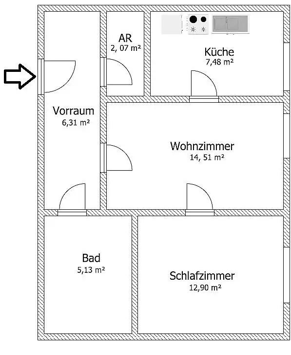 Nette und helle 2 Zimmerwohnung - ideal für Singles und Pärchen!