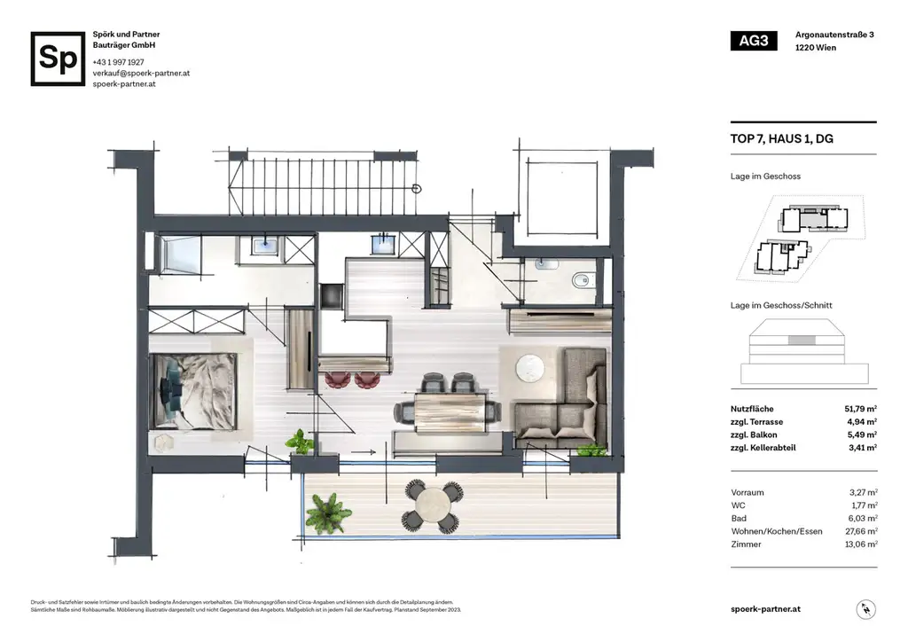 Wohnen im Dachgeschoß bei der Alten Donau