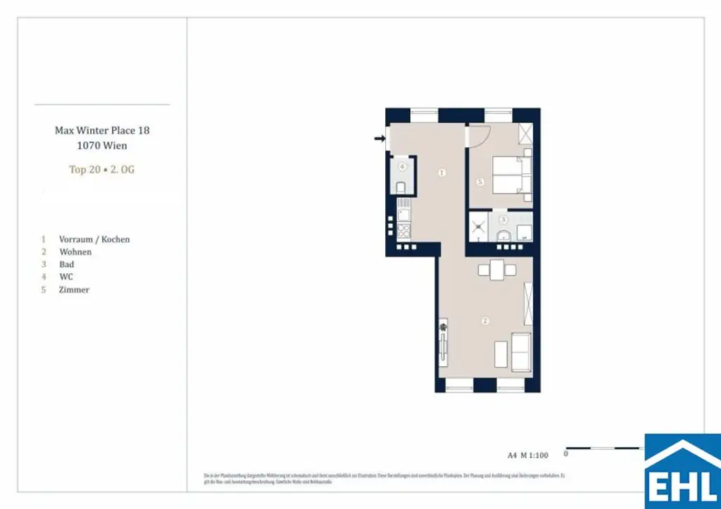Stuwerviertel: 2 Zimmer-Altbauwohnung mit Parkblick