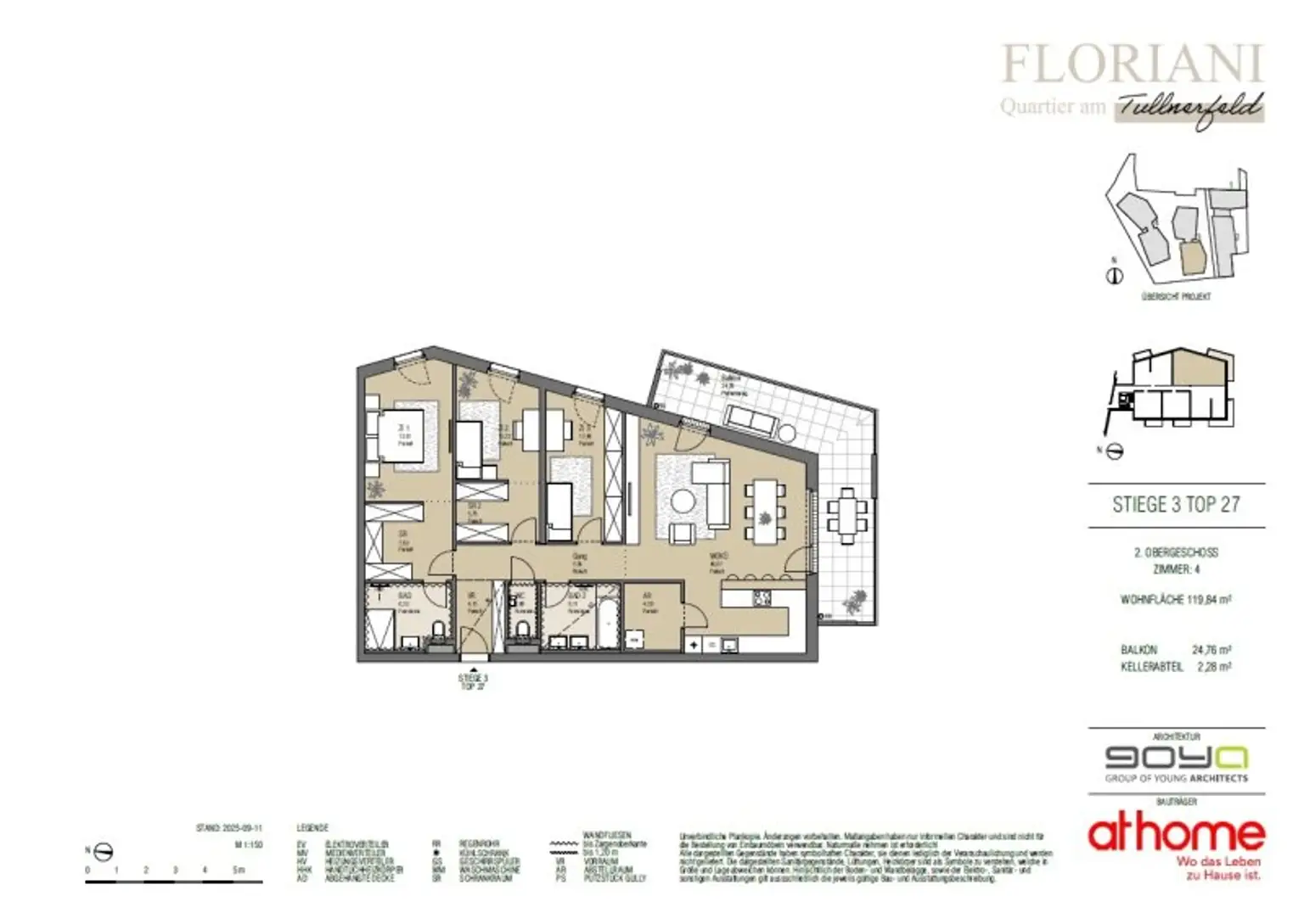 FLORIANI – Quartier am Tullnerfeld - Viel Platz trifft moderne Ausstattung - Großzügige 4 Zimmer Wohnung mit schöner Außenfläche
