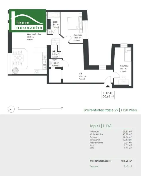 Panoramablick-Wohnung mit Dachterrasse nahe U6 Meidling zwischen Schönbrunn und Wienerberg - Frisch renoviert!