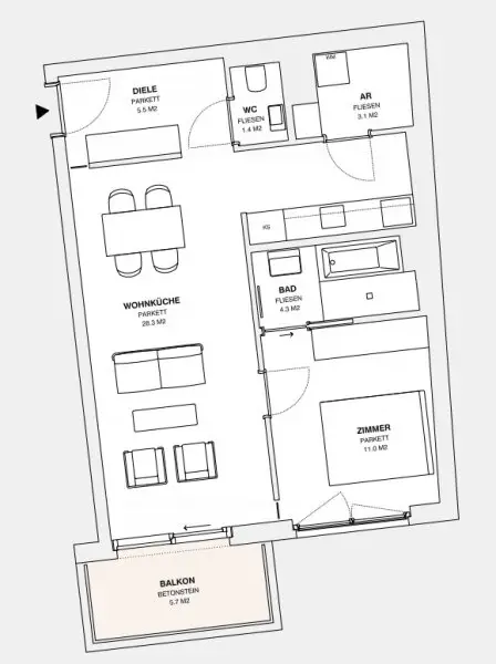 ++MOLLARD 50++ Stilvolle 2-Zimmer-Wohnung mitten im Herzen der Stadt