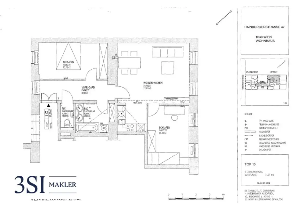 Charmante 3-Zimmer-Wohnung mit Blick in den ruhigen Innenhof - in Top-Lage des 3. Bezirks