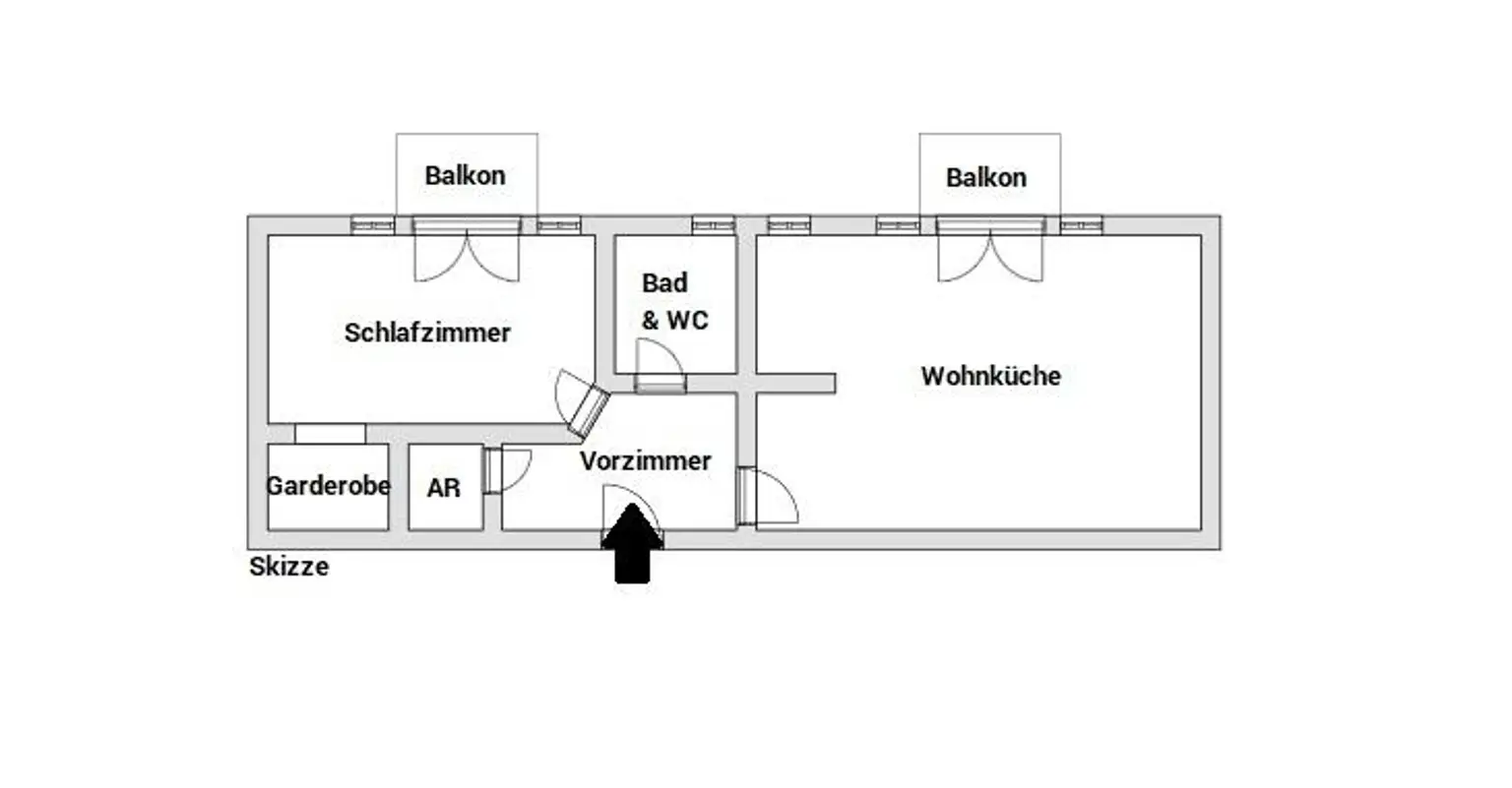 Skizze Grundriss Wohnung 1170 Wien