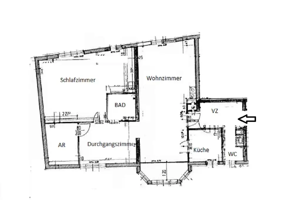 3-Zimmer-Wohnung im Zentrum von Baden - 
Blick auf  die Schwechat!