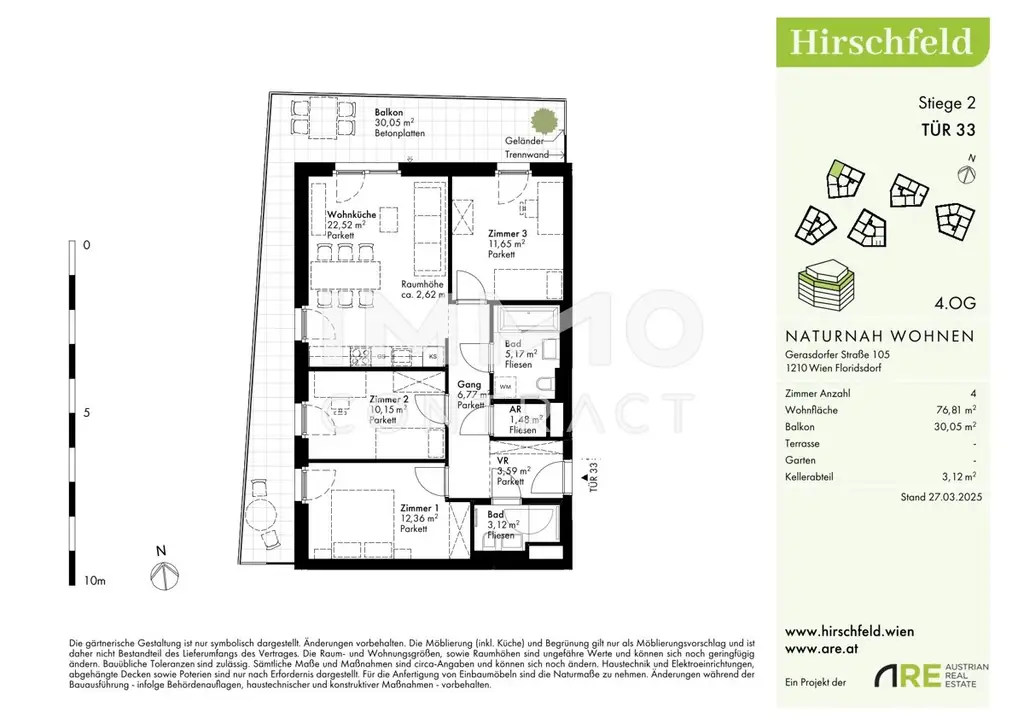 Preis jetzt sichner! Erstbezug und fertig - Gerasdorfer Straße: 4 Zimmer mit super Balkon