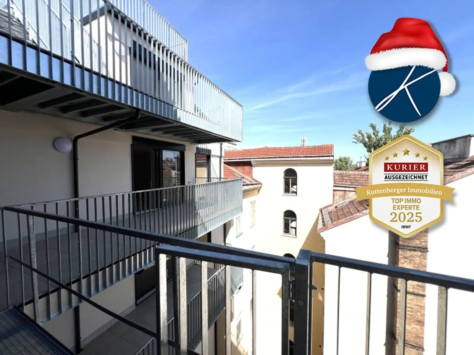 Überdachte Balkone im Innenhof