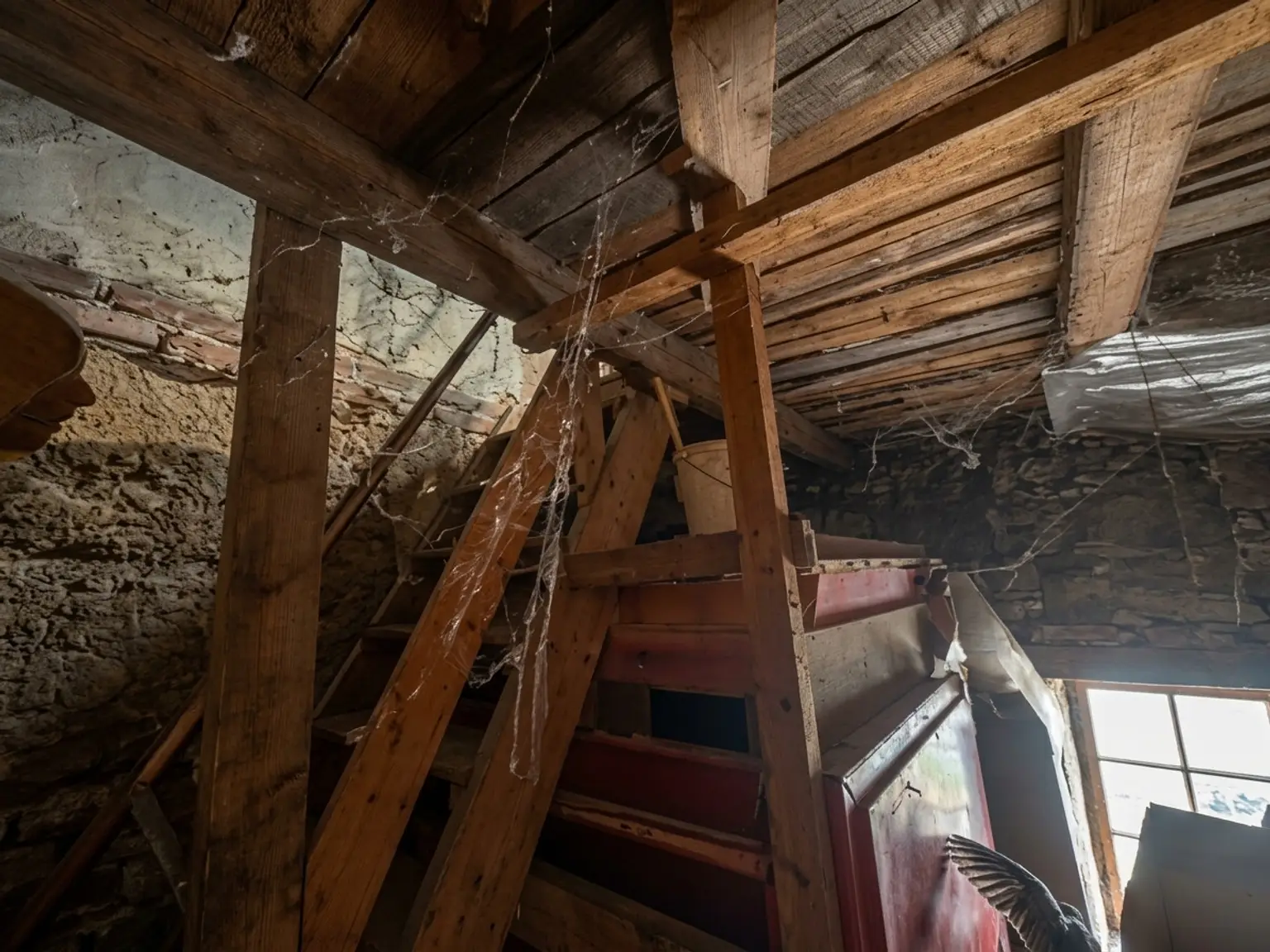 Nebngebäude, Holzlager mit Dachboden