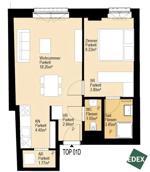 Erstbezug nach Sanierung: Schöne 1,5 Zimmer-Wohnung mit separater Küche