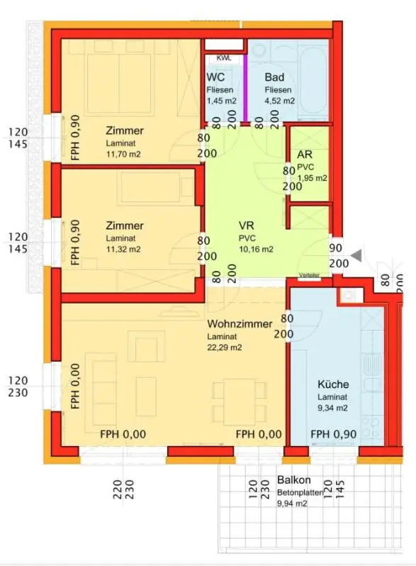 Grundriss Wohnung Stiege 2-Top 2