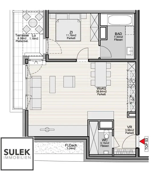 *Ab Februar* Helle 2 Zimmer Dachgeschosswohnung mit hofseitiger Terrasse - Abendsonne auf der eigenen Terrasse genießen! // ab 02/26 **VIDEO**