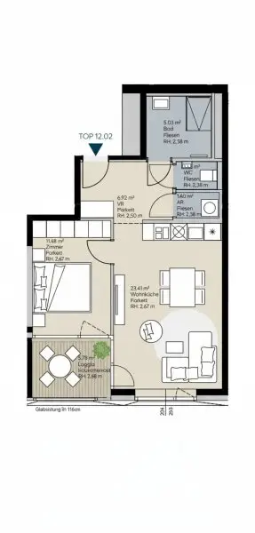 U-Bahn U1 Kagran I Stylische Wohnung mit exklusiver Ausstattung und Loggia I Rooftop Pool I Fitnessraum I Spa-Bereich