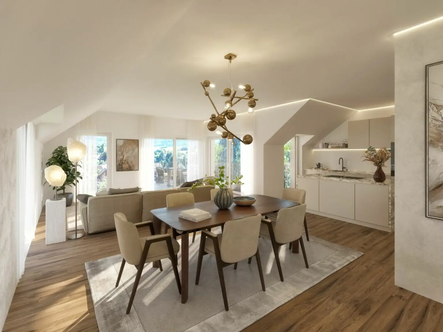 "Luxeriöse Attikawohnung 3.5-Zimmer mit architektonischer Eleganz und exklusiver Dachterrasse"