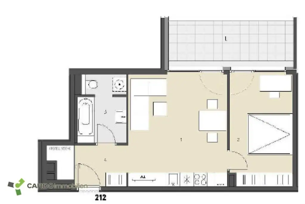 2 Zimmerwohnung mit großer Loggia