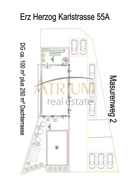 Unverbaubarer Blick auf die Skyline der alten Donau - 1.284m² Nutzfläche und 250m² Dachterrasse.