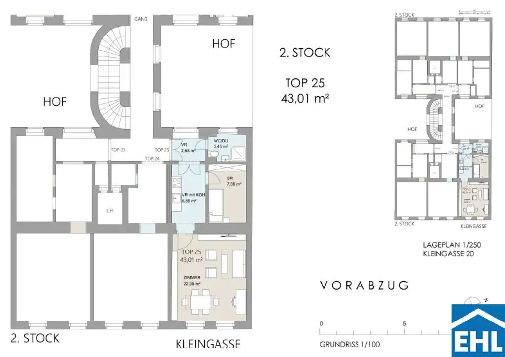 Innenhofruhelage Nähe Schlachthausgasse: Charmante 1,5 Zimmerwohnung