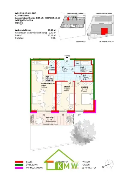Aussichtslage Top 9: Fernblick - 3 Zimmer Eigentumswohnung mit Terrasse