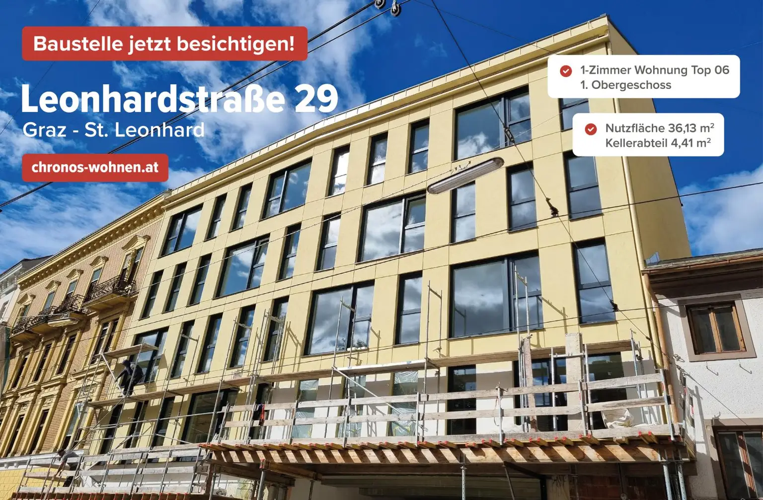 PROVISIONSFREI! Ideal für Studenten! Neubauprojekt 1-Zimmerwohnung direkt in der Leonhardstraße!