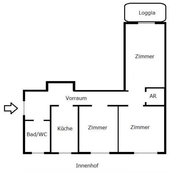 WESTSEITIGE LOGGIA - Sanierungsbedürftiger Altbau im 3.Stock