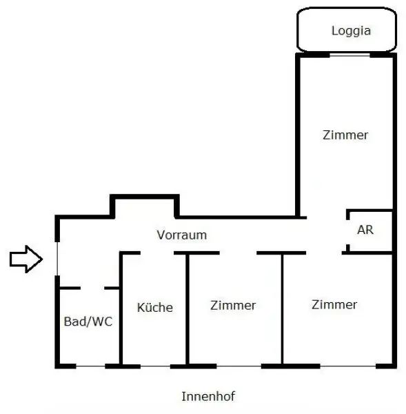 WESTSEITIGE LOGGIA - Sanierungsbedürftiger Altbau im 3.Stock