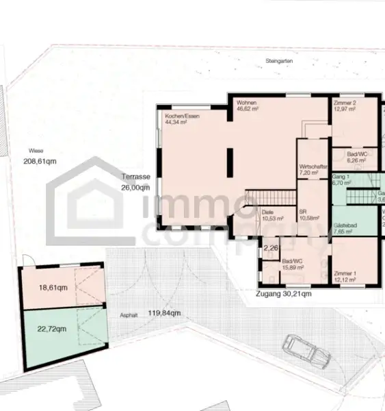 Gartenwohnung mit erstklassiger Architektur in bester Stadtlage - sehr großer Garten, ausgezeichnete Parksituation