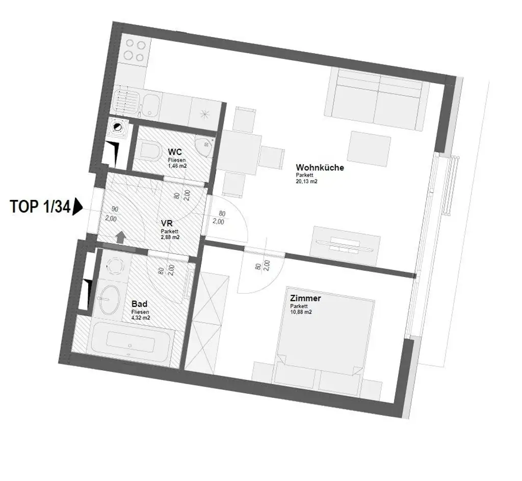 Moderne 2-Zimmer Wohnung in fantastischer Lage - 5.OG!