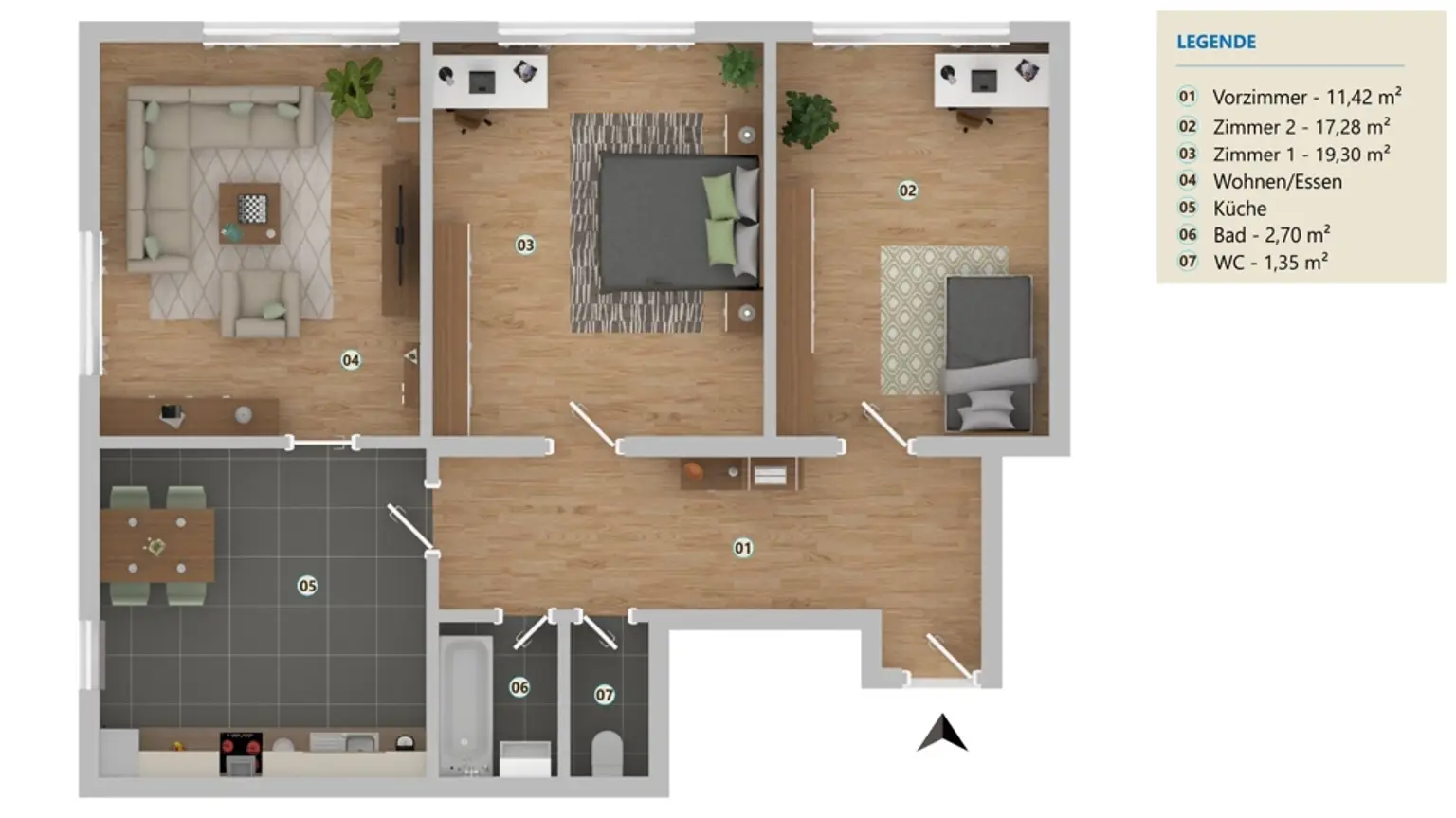 Erstbezug nach Kernsanierung – sonnige 3-Zimmer-Wohnung im Bezirk Lend!