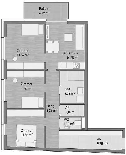 Top 6 mit 78m² Wohnfläche + 6m² Balkon