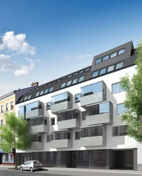 WAGRAMER STRASSE, sonnige 64 m2 Neubau mit 4 m2 Loggia, 3 Zimmer, Komplettküche, Wannenbad, Parketten, U1-Nähe