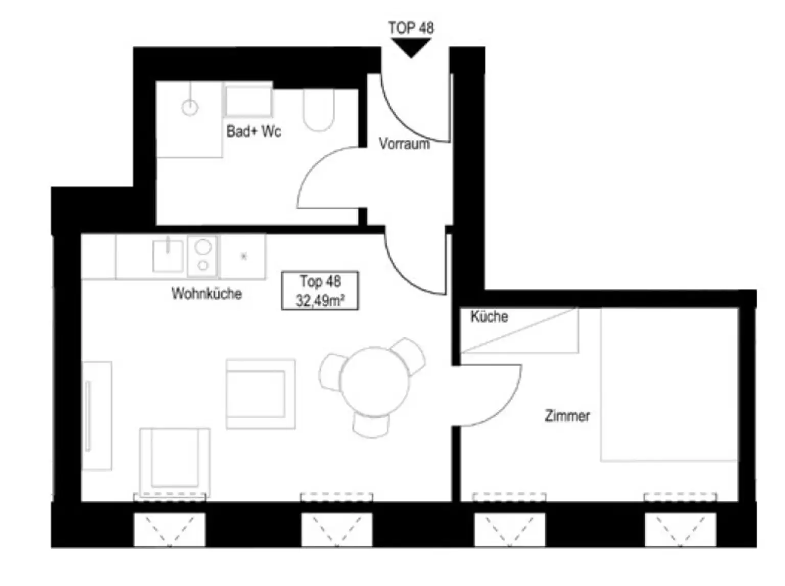 Kompakte 2-Zimmer DG-Wohnung