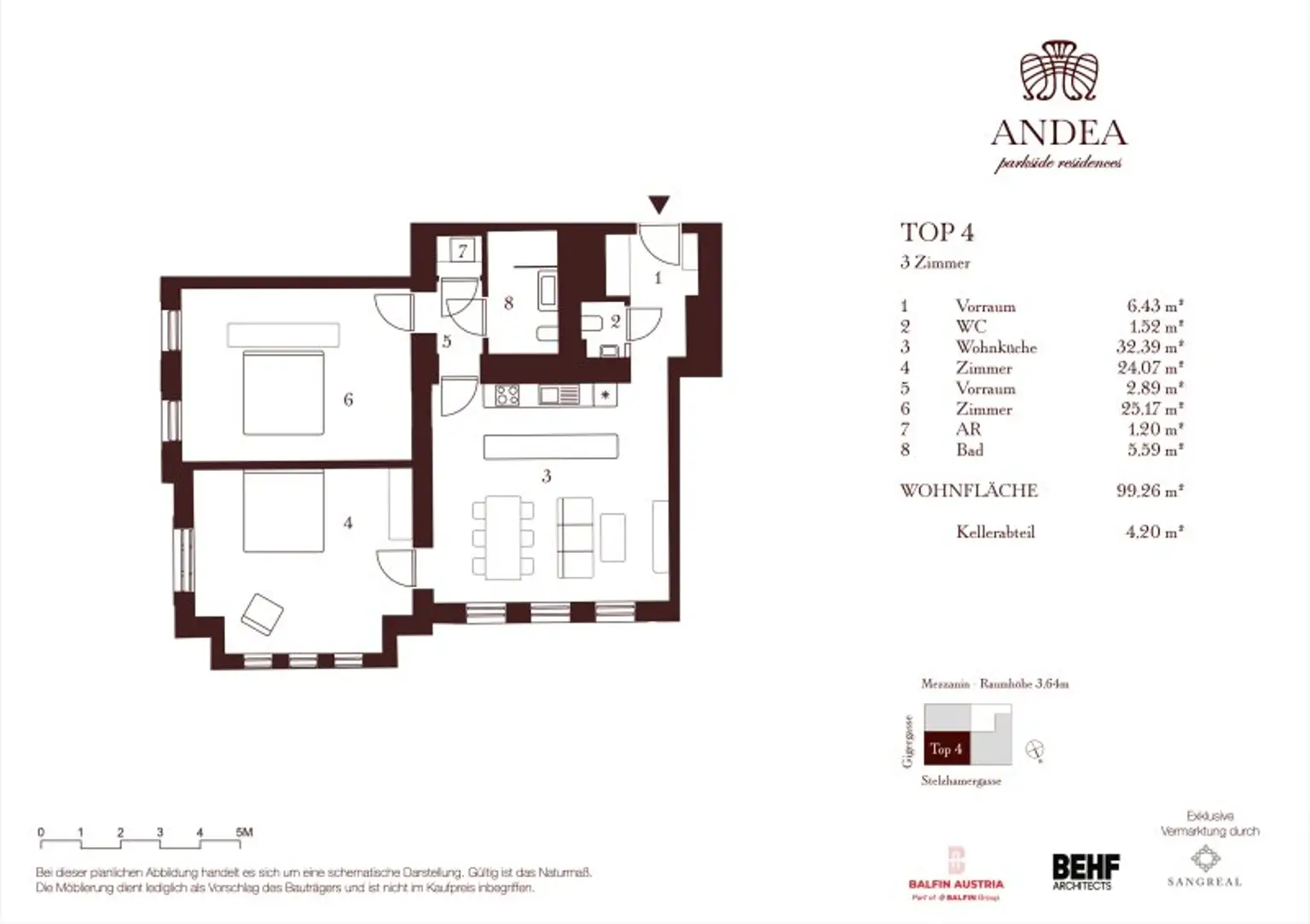 Stilvolle 3-Zimmer-Wohnung im klassischem Wiener Flair - ANDEA Parkside Residences