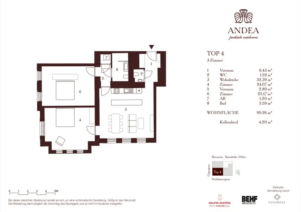 Stilvolle 3-Zimmer-Wohnung im klassischem Wiener Flair - ANDEA Parkside Residences