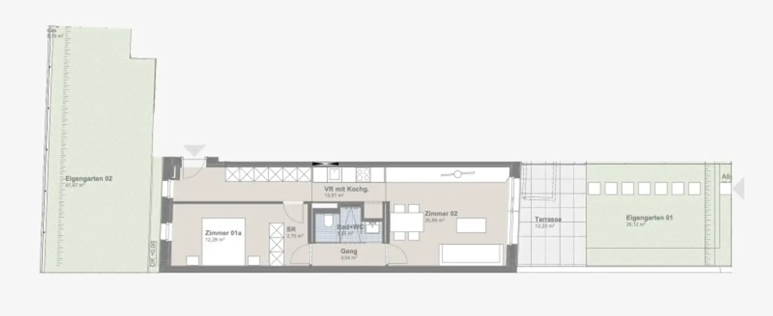 120 Meter zur U1 Oberlaa- Sonnige, barrierefreie Gartenwohnung mit Top U1 Anbindung- inkl. Küche