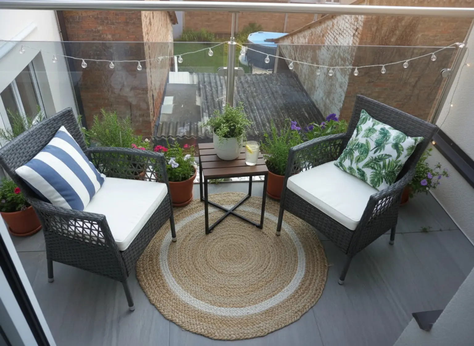 Balkon: KI generierte Einrichtung