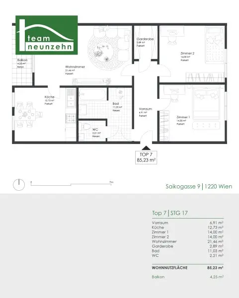 Ruhig gelegen im 22. Bezirk: Moderne 3-Zimmer-Neubauwohnung mit optimalem Grundriss & Einbauküche