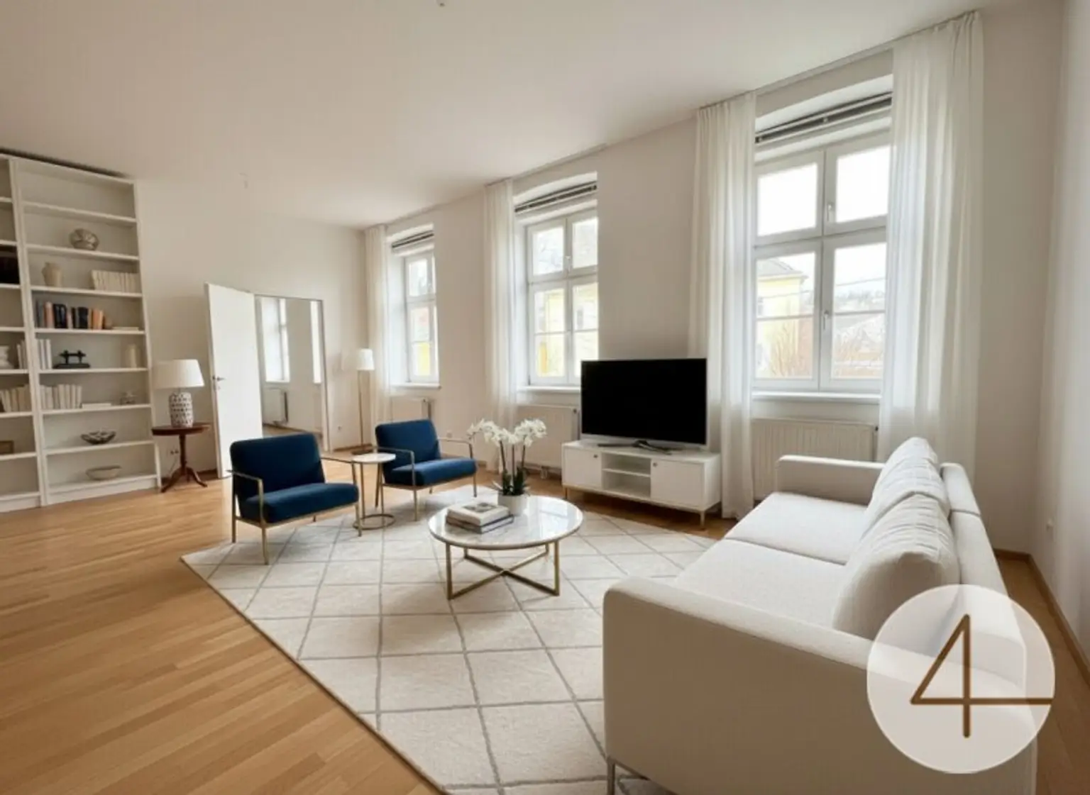 Wohn- oder Schlafzimmer KI eingerichtet