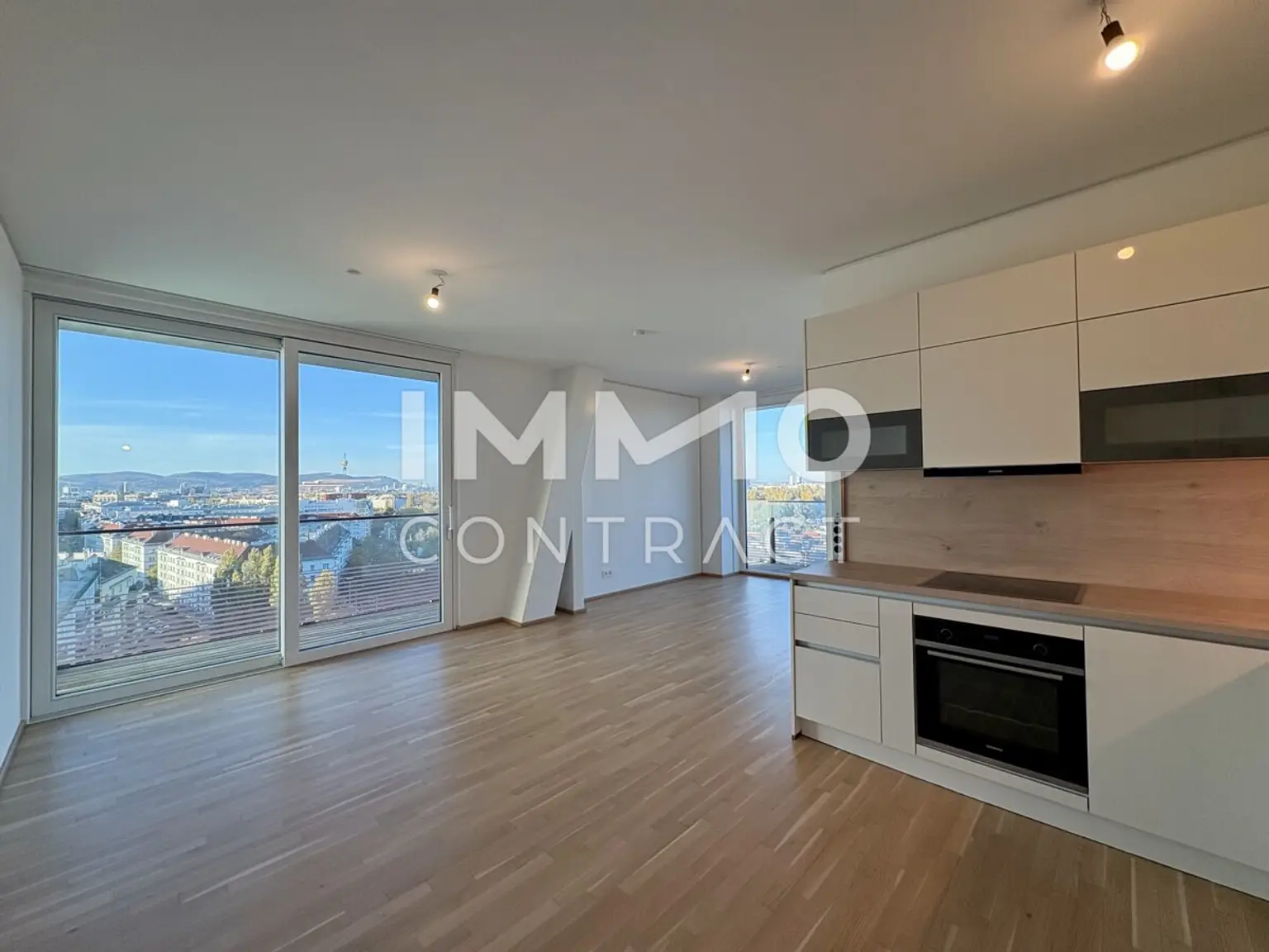 TOP-Ausblick: City mit Stephansdom, Donaukanal, Prater. Concierge, Party & BBQ Lounge, Pool usw.